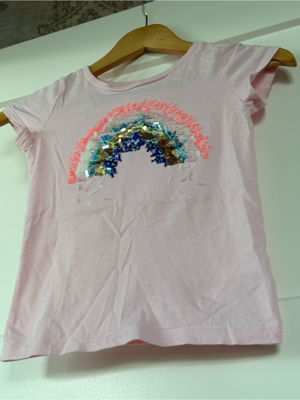 Carter’s Girls' Pink Sequin Rainbow Short-Sleeve Top Size 7